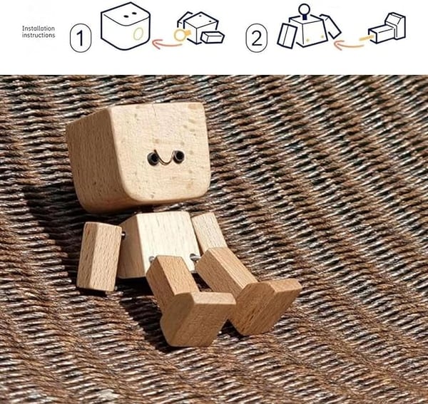 Wooden Decorative Figure with Wobble Function and Interchangeable Faces