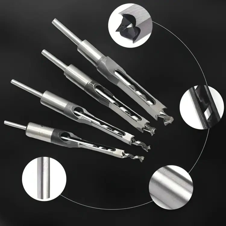 Wood Drill Bit Set for Square Dowel - CNC Milling with Chip Removal
