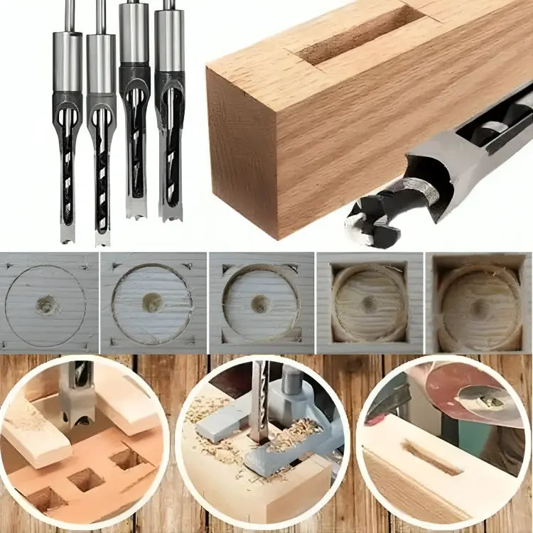 Wood Drill Bit Set for Square Dowel - CNC Milling with Chip Removal