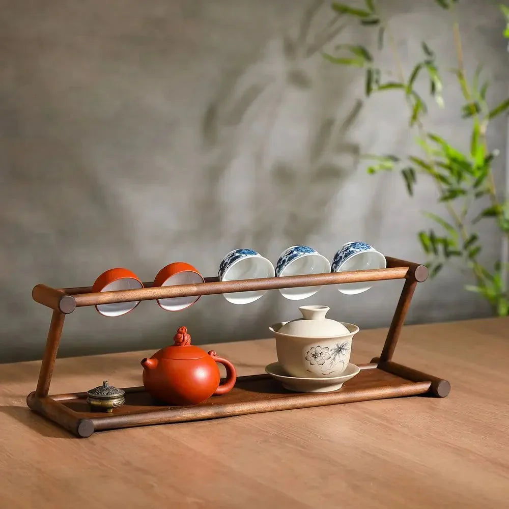 Wooden Shelf for Tea and Tableware | Solid Wood Design | Ready to Use