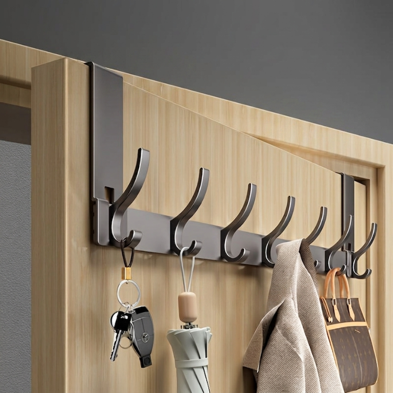 Space-Saving Over-Door Hook Organizer for Coats and More