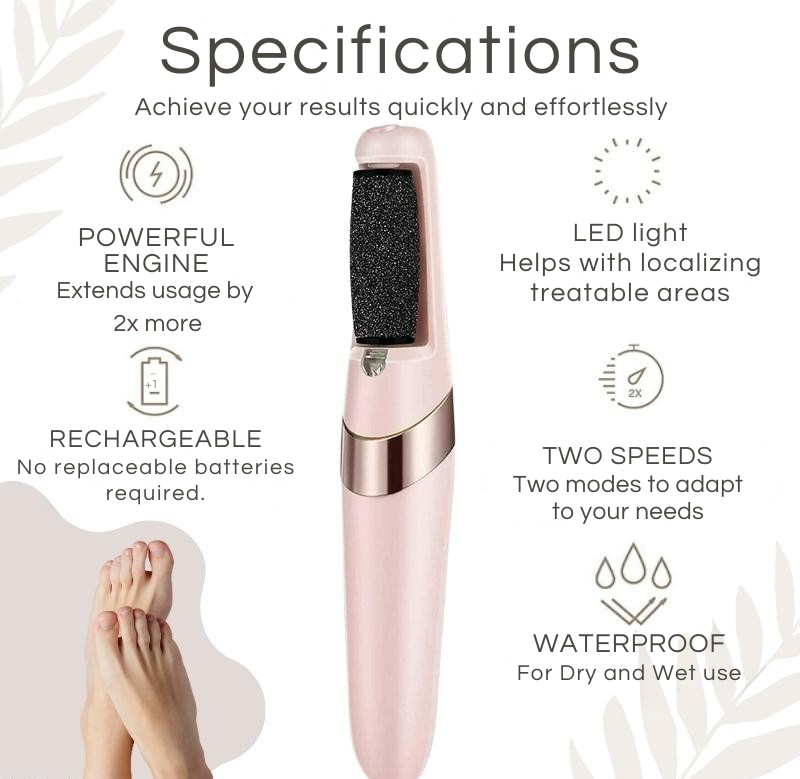 Rechargeable Waterproof Callus Remover with Quartz Crystal Rollers