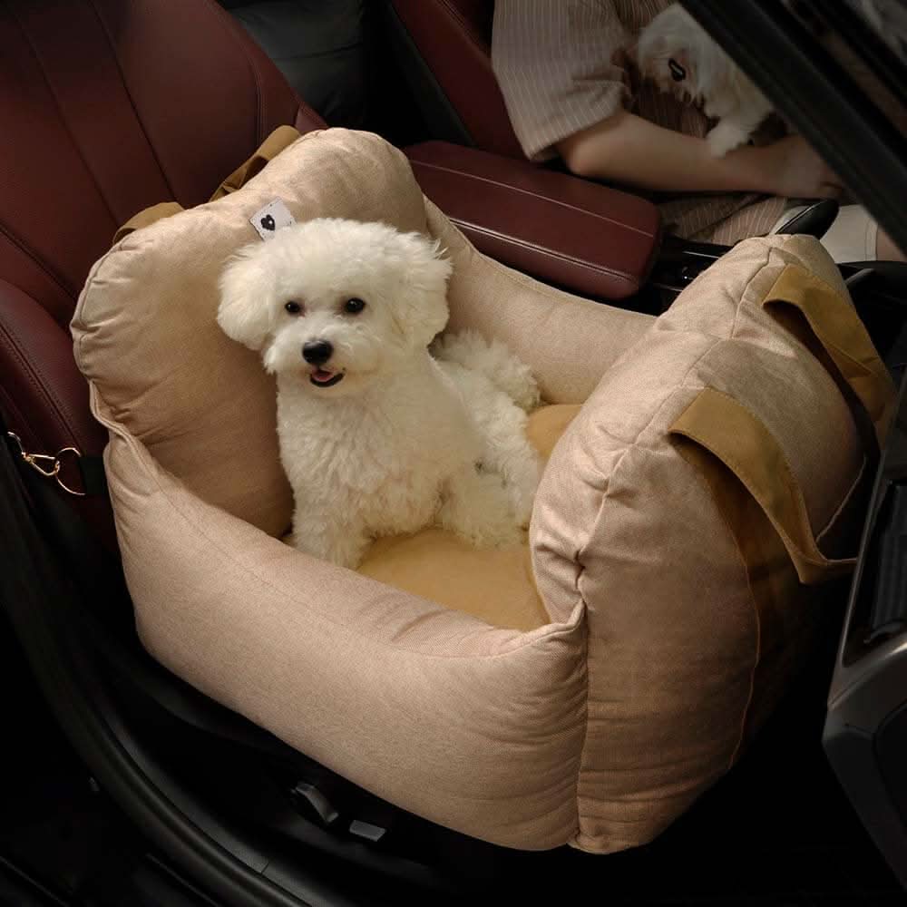 Pet Travel Bed with Secure Harness & Anti-Slip Base for Cozy Journeys
