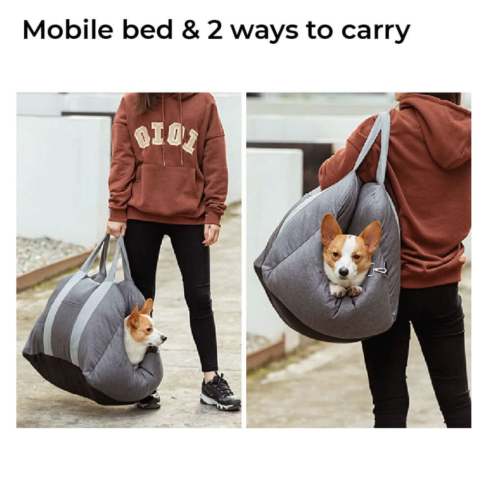 Pet Travel Bed with Secure Harness & Anti-Slip Base for Cozy Journeys