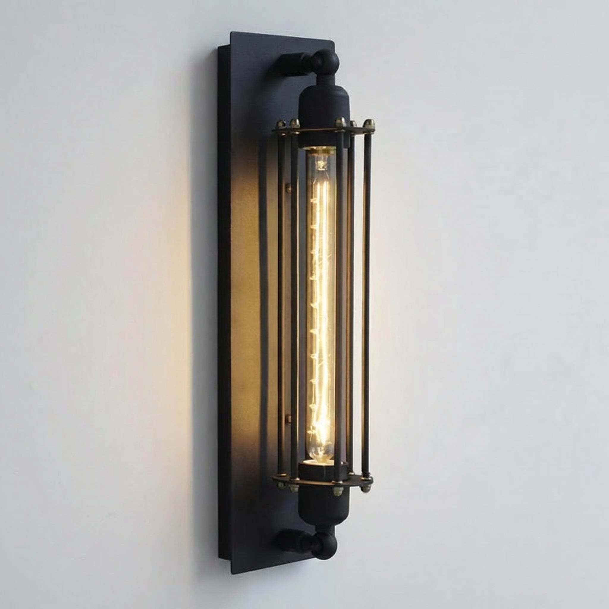 Industrial-Style Iron Cage Wall Light Fixture with LED Bulb