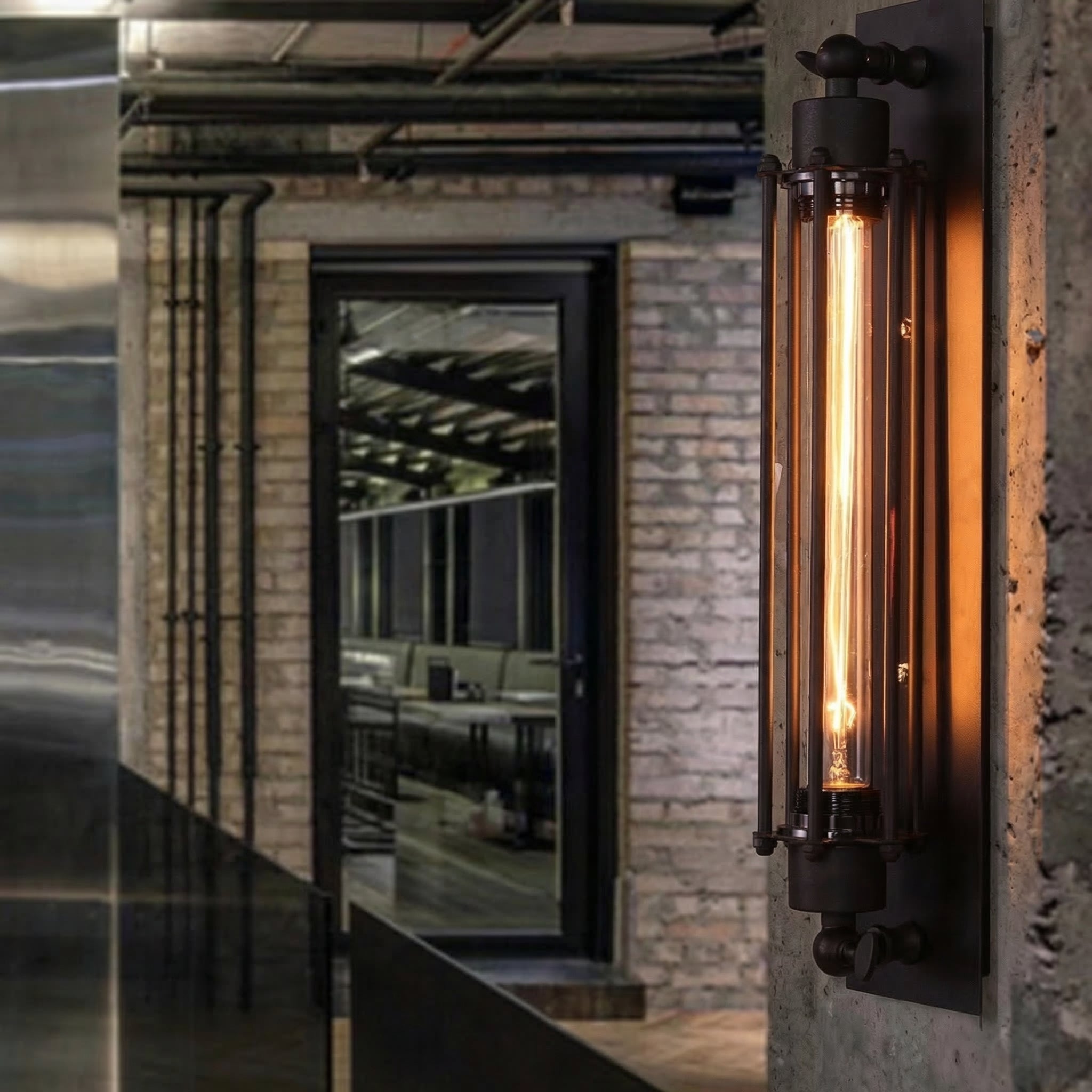 Industrial-Style Iron Cage Wall Light Fixture with LED Bulb