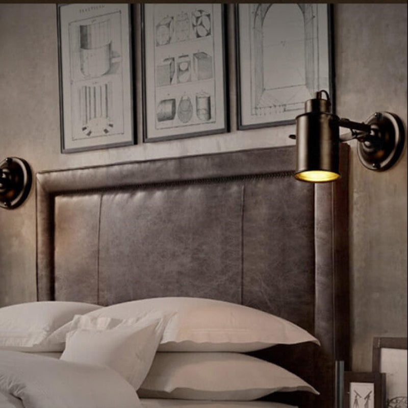 Versatile Black Iron Wall Lamp with Adjustable Arm