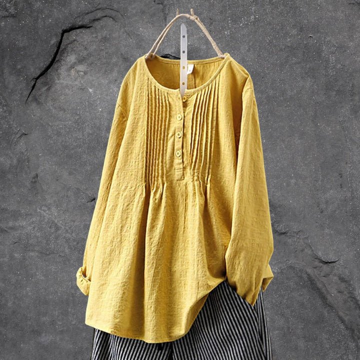 Long-Sleeve Blouse with Pleats