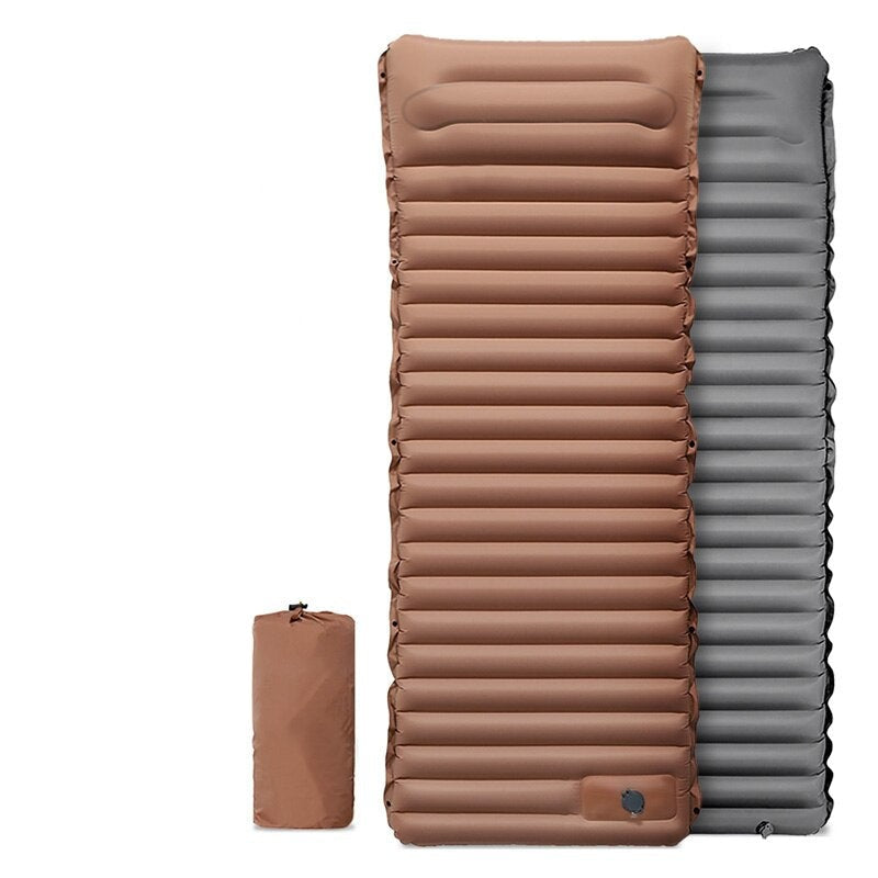Compact Inflatable Sleep Pad with Integrated Foot Pump