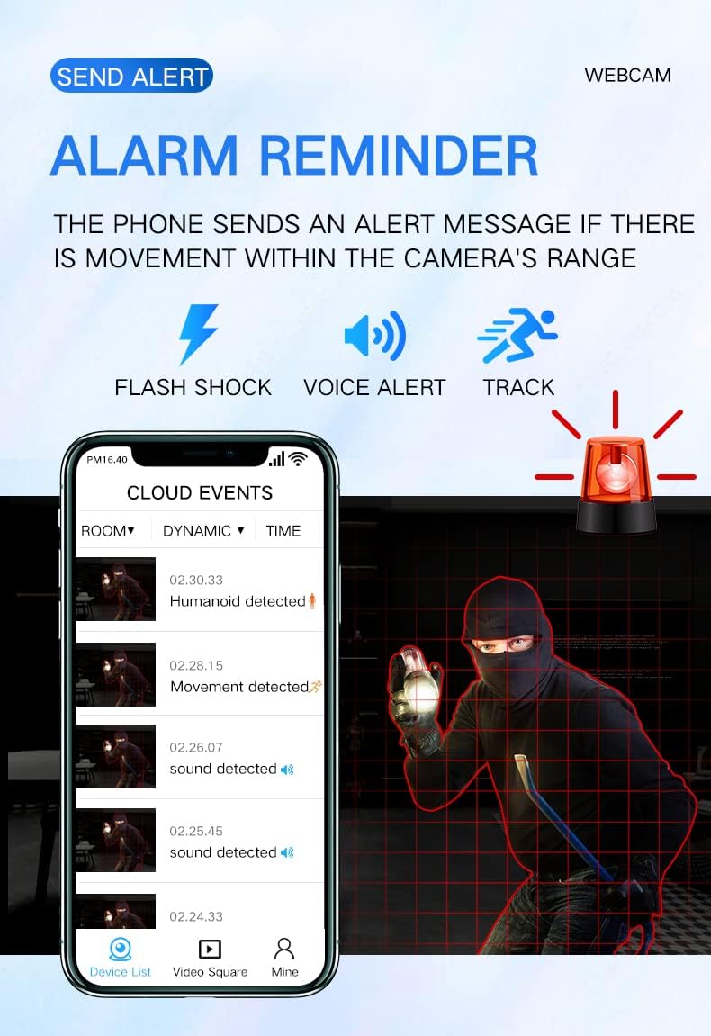 Indoor Camera with Night Vision & Motion Detection - Wi-Fi Access