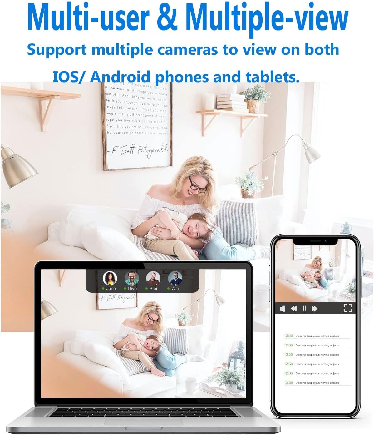 Indoor Camera with Night Vision & Motion Detection - Wi-Fi Access