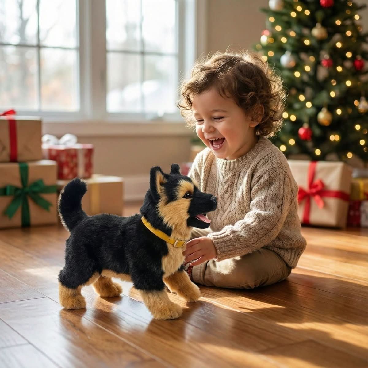 Interactive Walking and Barking Robot Dog Toy with Wagging Tail