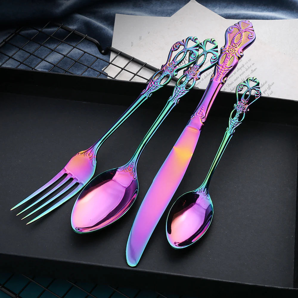 Vibrant Stainless Steel Cutlery Collection – Elegant Dining Sets