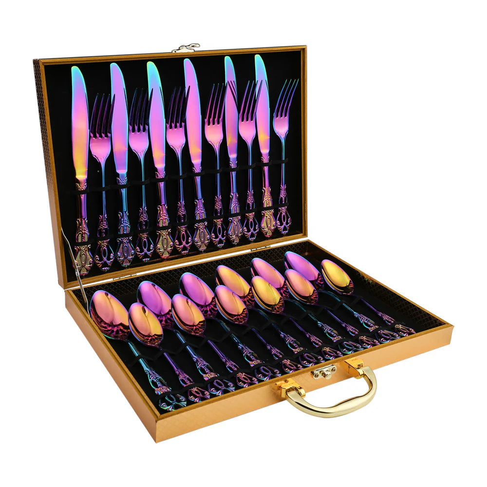 Vibrant Stainless Steel Cutlery Collection – Elegant Dining Sets