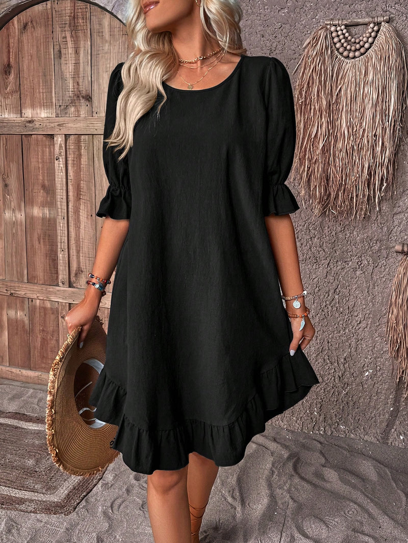 Puff Sleeve Dress in Iris Style