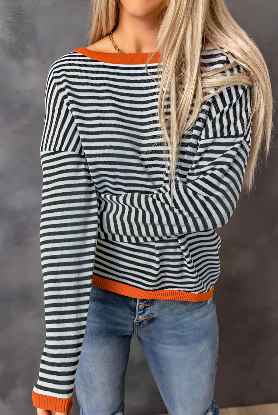 Striped Sweater with Straight Shoulders