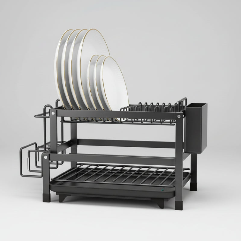 Space-Saving Stainless Steel Dish Drying Rack for Modern Kitchens