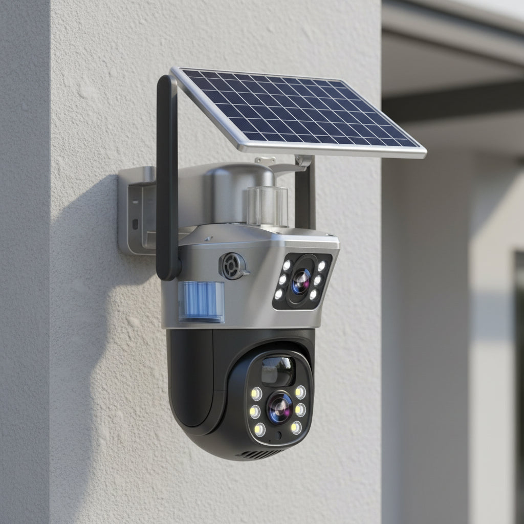 Solar-Powered 4K Security Camera with 360° Viewing Angle