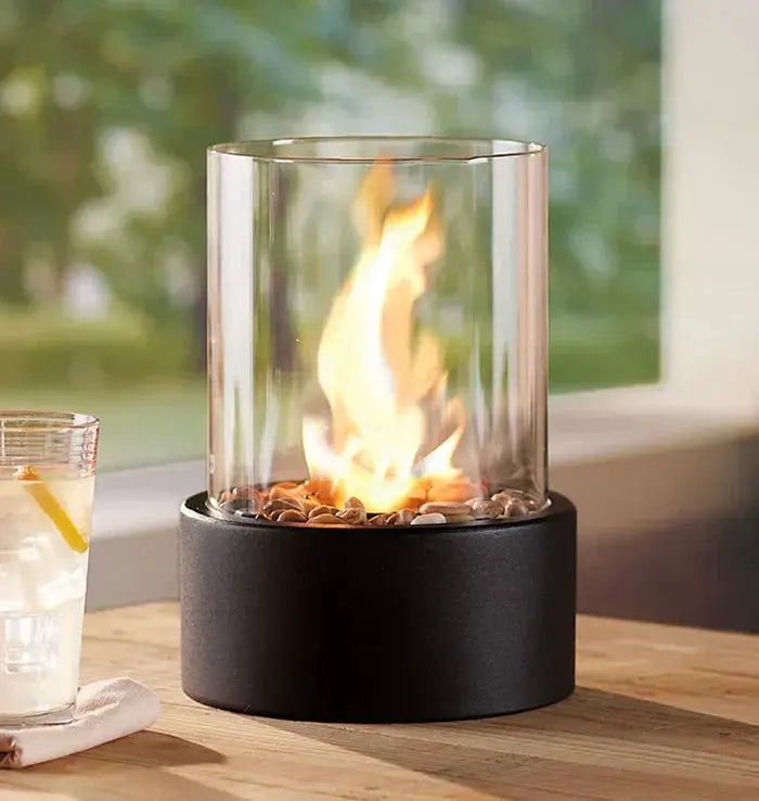 Tabletop Fire Lantern with Visible Flame - Fireplace Accessory