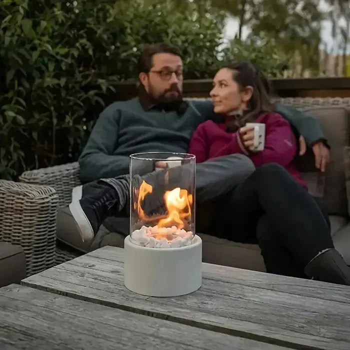 Tabletop Fire Lantern with Visible Flame - Fireplace Accessory