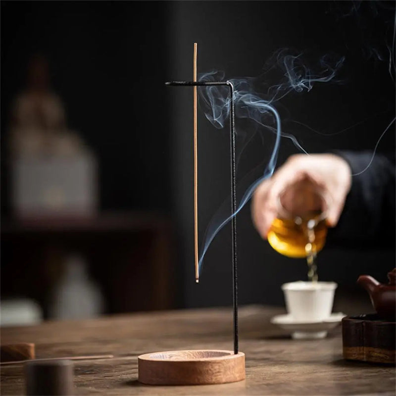 TranquilEssence - Artisan Walnut Incense Stand for Mindful Spaces