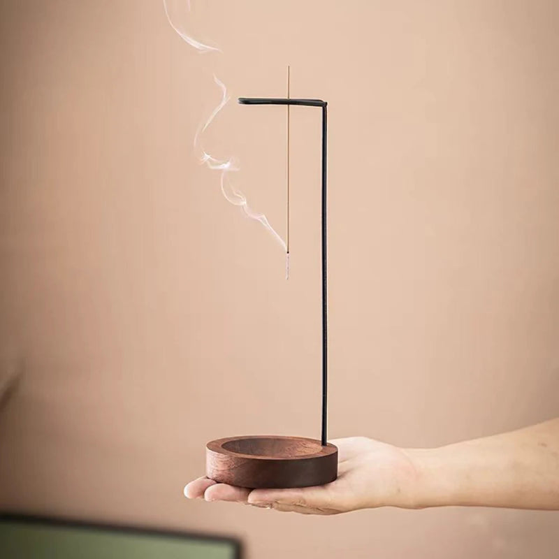 TranquilEssence - Artisan Walnut Incense Stand for Mindful Spaces