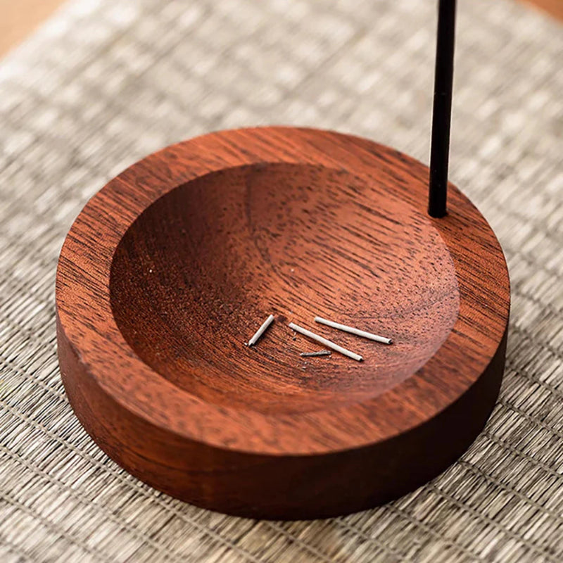 TranquilEssence - Artisan Walnut Incense Stand for Mindful Spaces