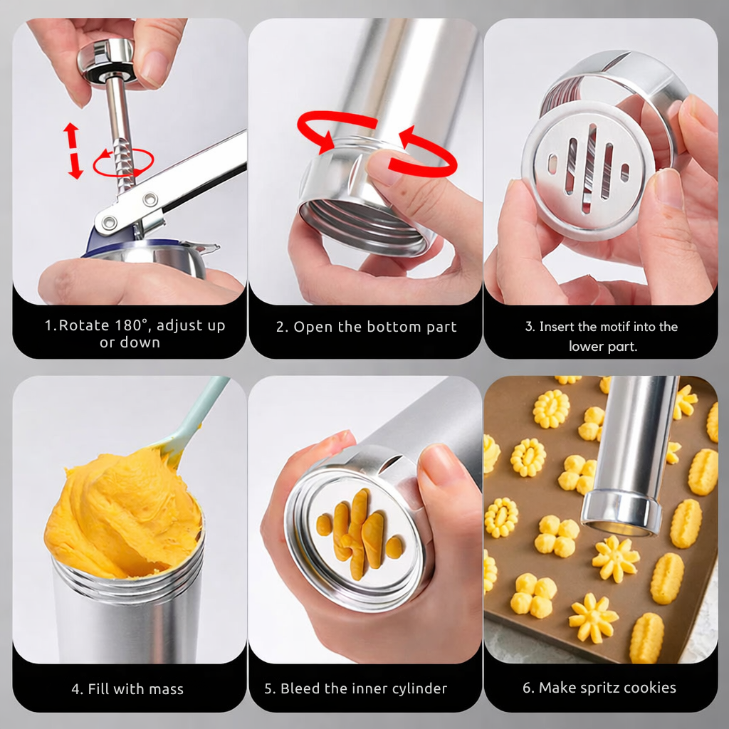 Aluminum Cookie Press for Spritz Cookies and Decorating