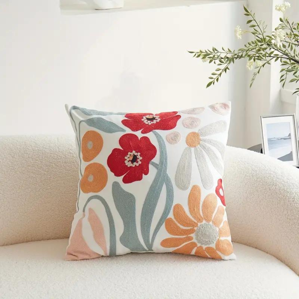 Floral and Botanical Embroidered Pillowcase | Soft and Durable | Easy Care