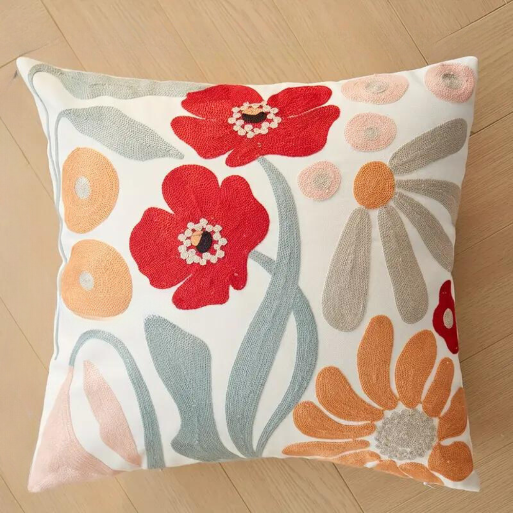 Floral and Botanical Embroidered Pillowcase | Soft and Durable | Easy Care