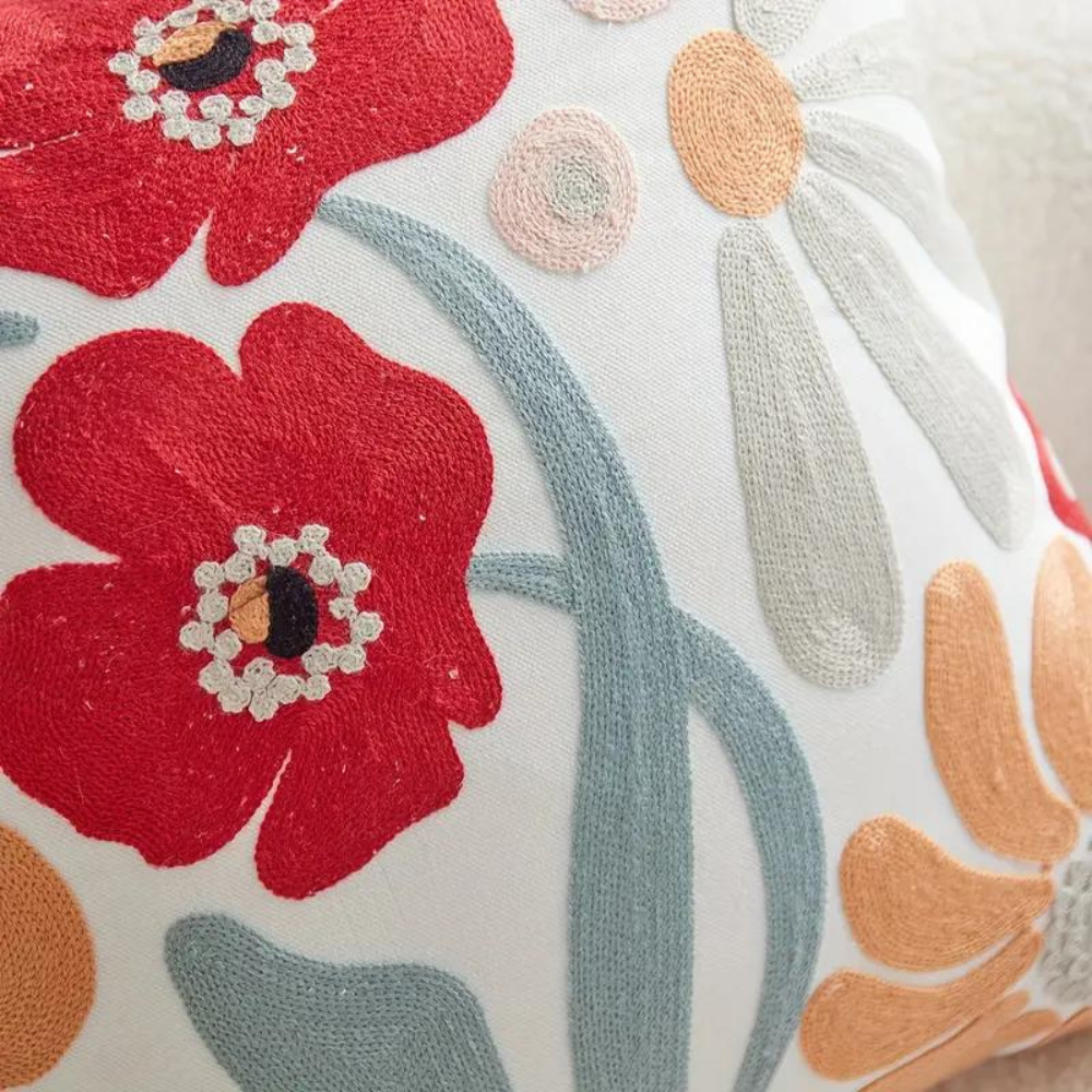 Floral and Botanical Embroidered Pillowcase | Soft and Durable | Easy Care