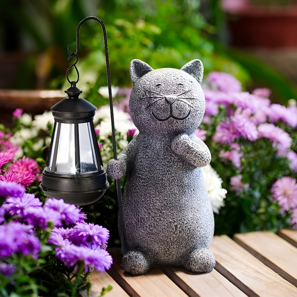Solar Purrfection - Enchanting Cat Sculpture for Your Garden