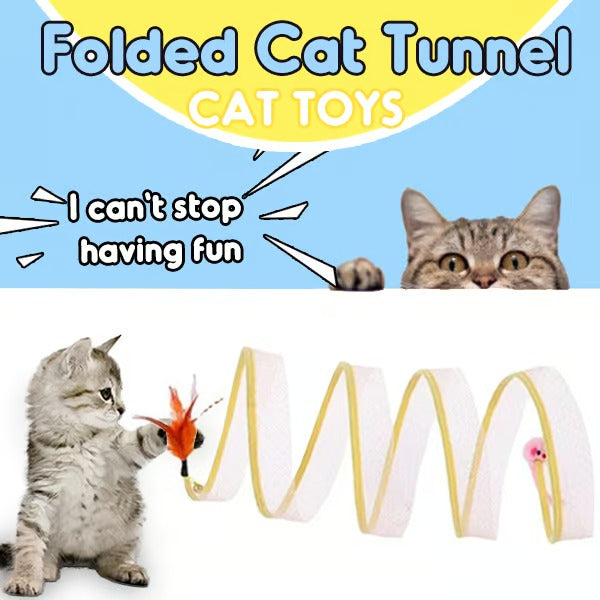 Collapsible Cat Tunnel with Integrated Toy for Cats