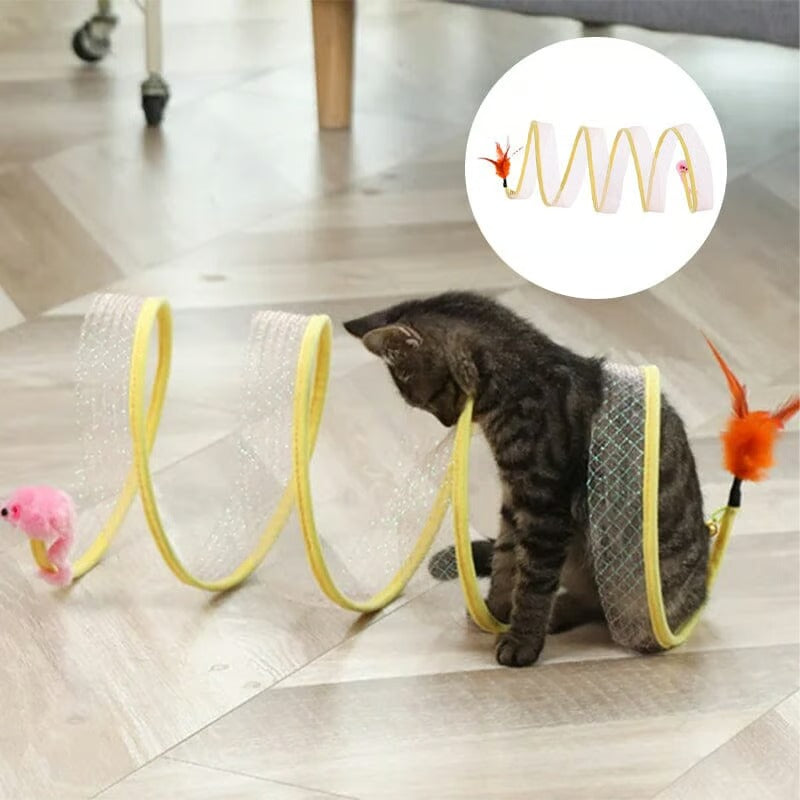Collapsible Cat Tunnel with Integrated Toy for Cats