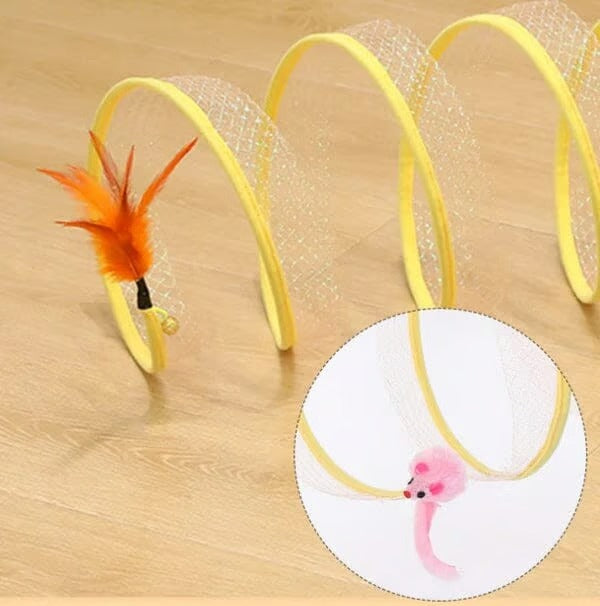 Collapsible Cat Tunnel with Integrated Toy for Cats