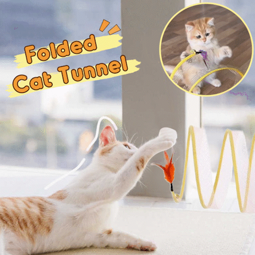 Collapsible Cat Tunnel with Integrated Toy for Cats