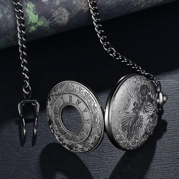 Classic Men's Pocket Watch | Vintage Style | Quartz Movement | Gold Hands