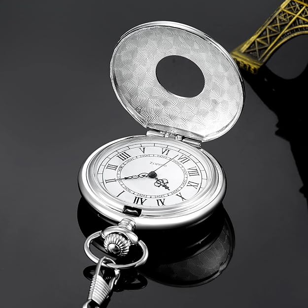 Classic Men's Pocket Watch | Vintage Style | Quartz Movement | Gold Hands