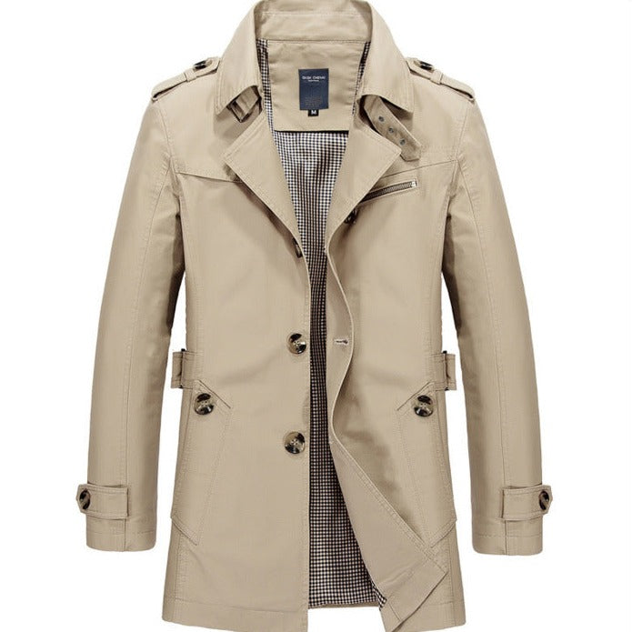 Men's Mid-Length Windbreaker Jacket