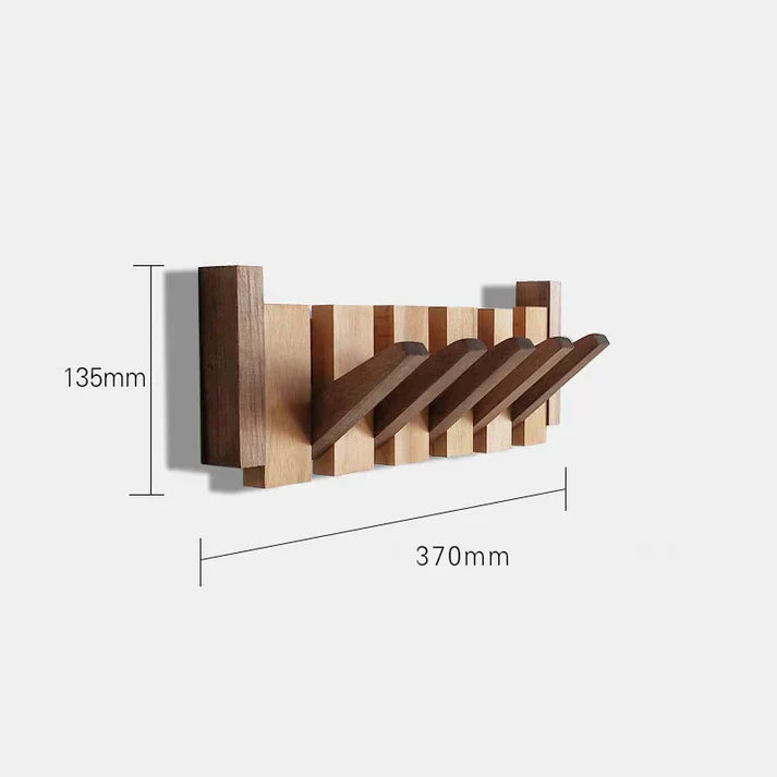 Wooden Piano Coat Rack | Solid Walnut & Maple | 8 Hooks Wall Mounted