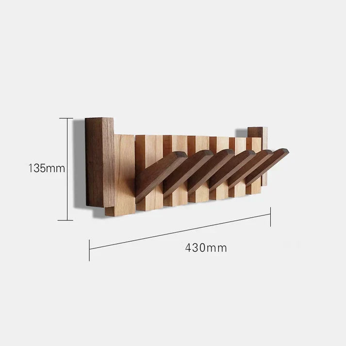 Wooden Piano Coat Rack | Solid Walnut & Maple | 8 Hooks Wall Mounted