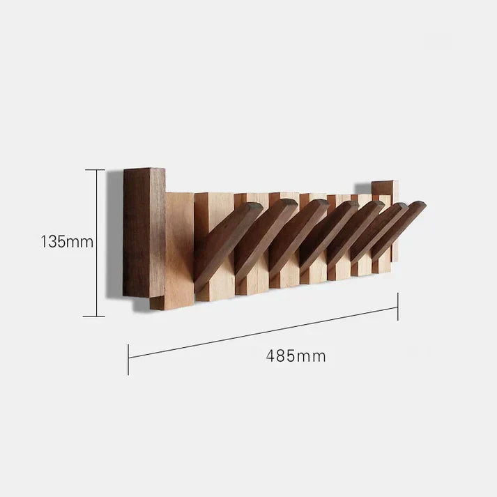 Wooden Piano Coat Rack | Solid Walnut & Maple | 8 Hooks Wall Mounted