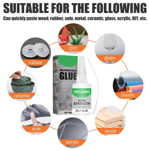 Transparent Super Glue - Strong Adhesive for Plastic, Wood, Ceramic, Metal
