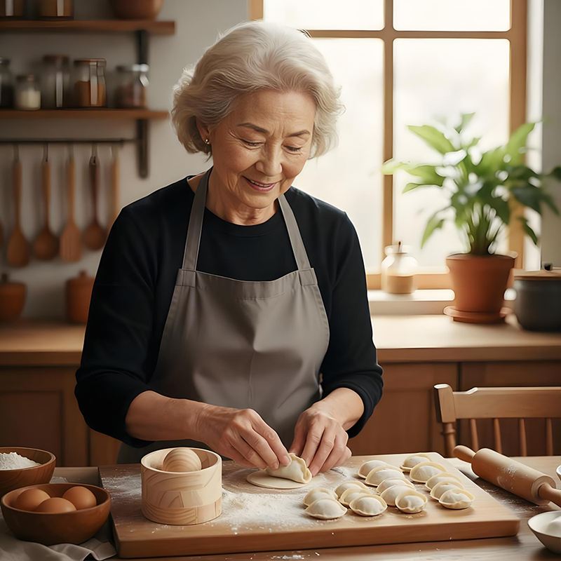 Wooden Dough Press with Non-Stick Surface for Dumplings