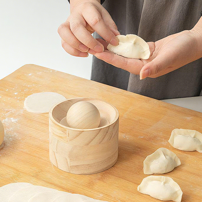 Wooden Dough Press with Non-Stick Surface for Dumplings