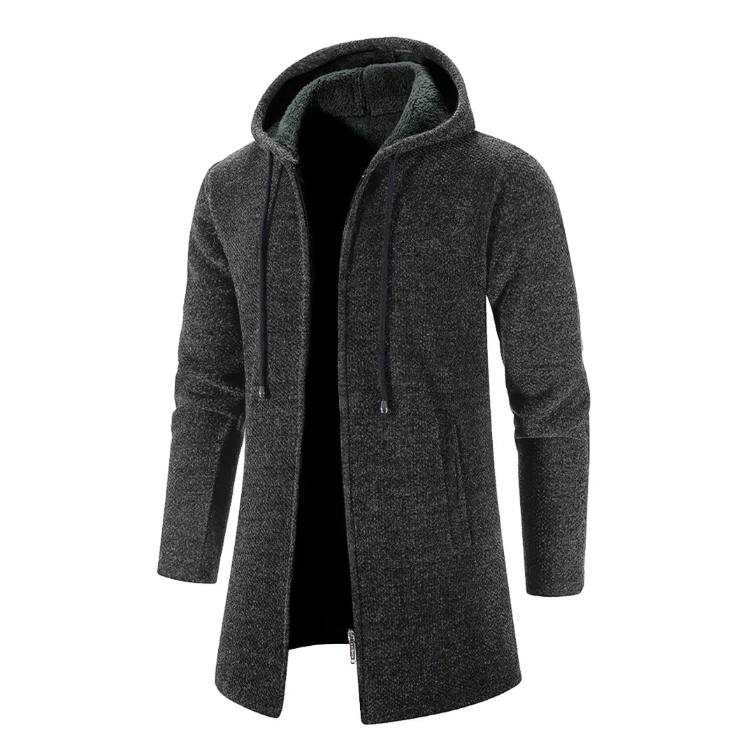 Men's Wool Jacket with Mid-Length Hood