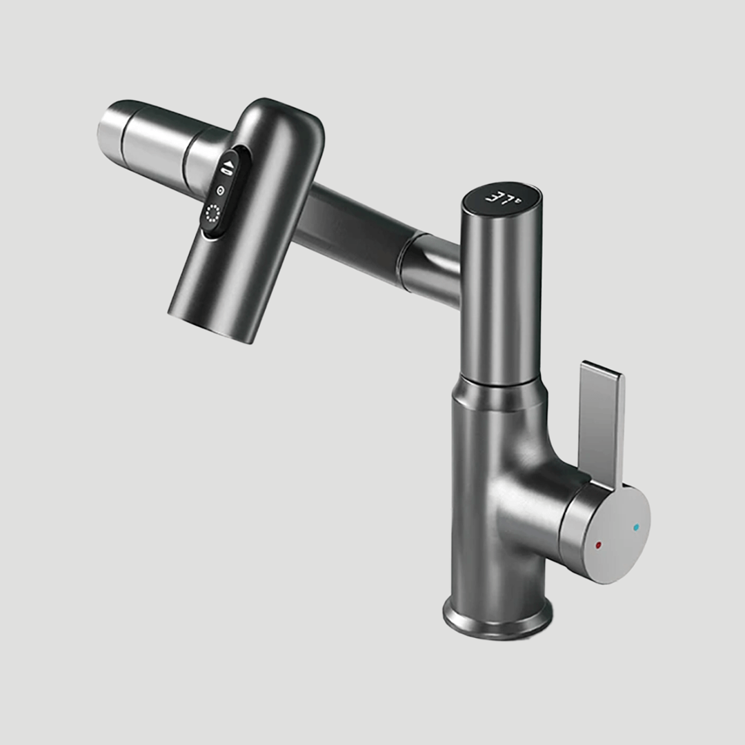 360° Swivel Kitchen Faucet | Adjustable Height | Temperature Display