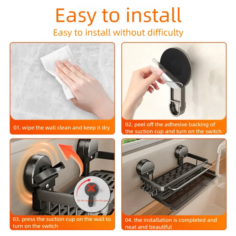 Kitchen Shelf with Strong Suction Mount | Open Drainage System