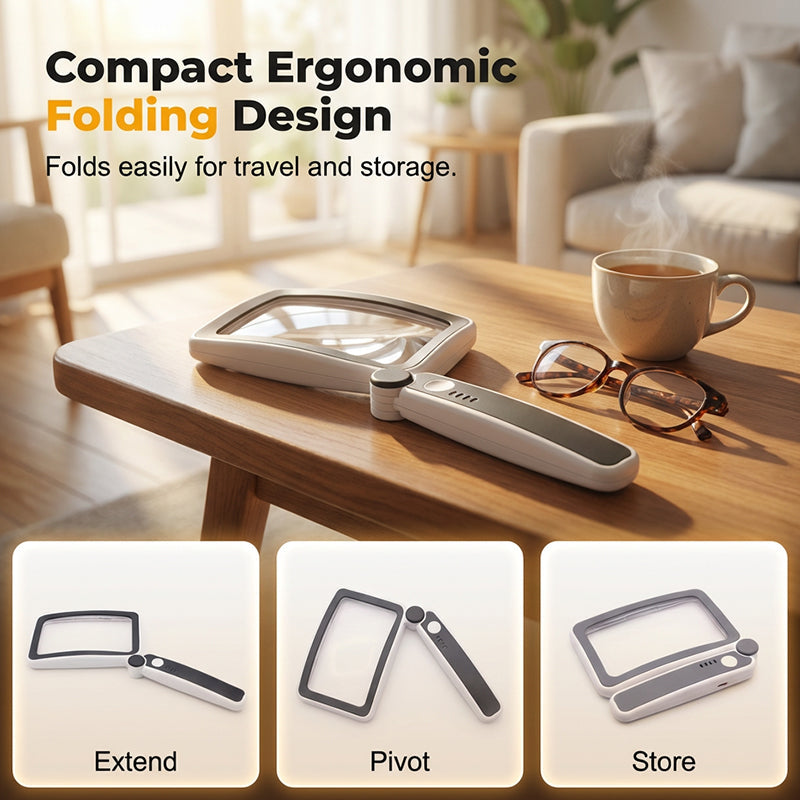Rechargeable Folding LED Magnifying Lamp | Glare-Free Reading Light