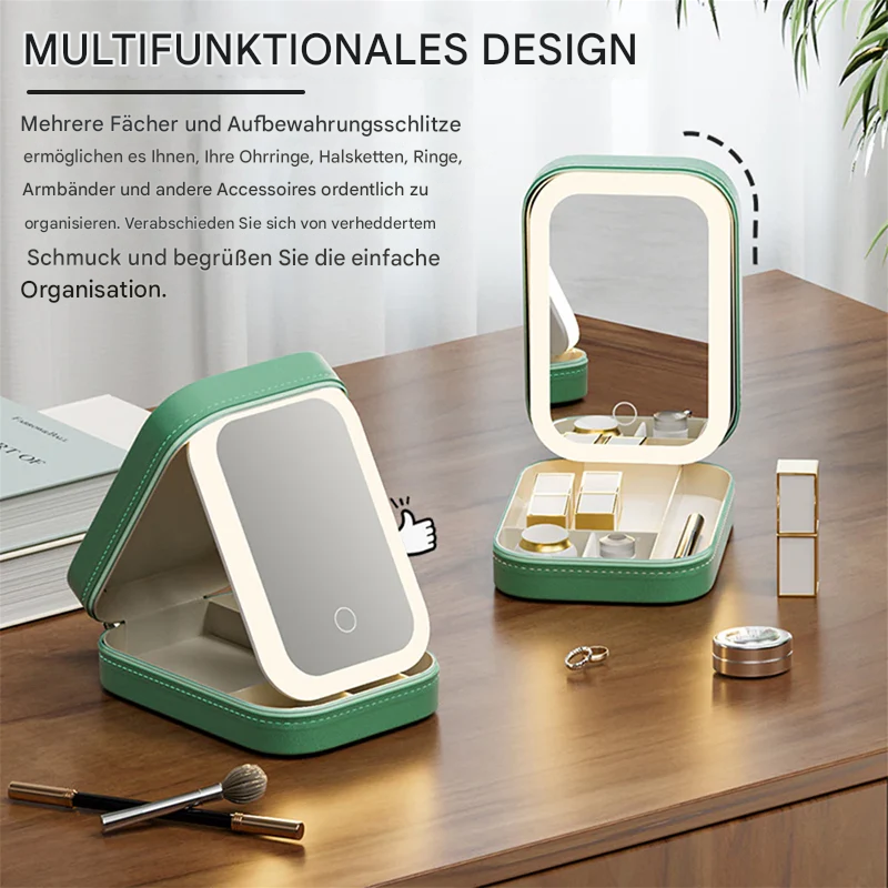 LED Makeup Mirror Case | 3 Light Modes | Organizer & Travel Pouch | Touch Control